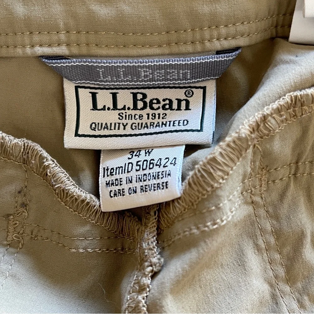 L.L.Bean‎ Mens Tan Cargo Performance Stretch Shorts 34
